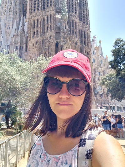 Selfi a Sagrada familia előtt